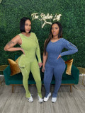 Ladies acid wash jumpsuit HR24045