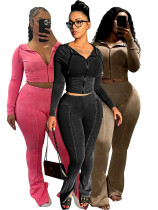 Ladies acid wash two pieces outfits HR24063