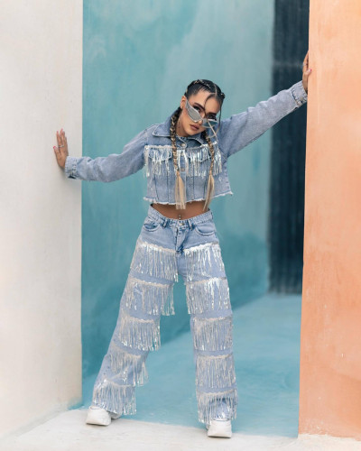 Women tassel jeans  LD2404