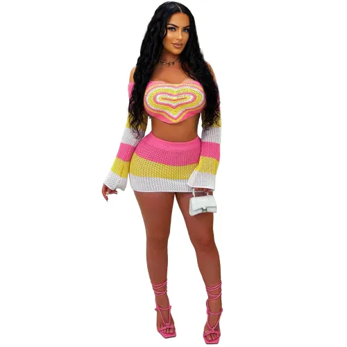 women crochet skirt set Z0340