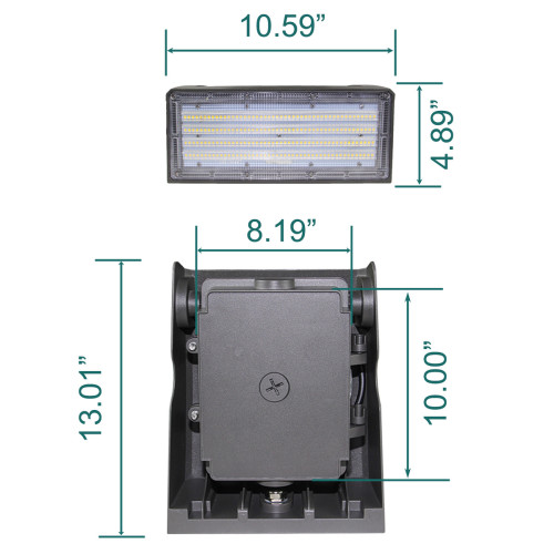 100W Adjustable LED Wall Pack With Photocell - 13000lm - 5000K -100-277VAC - 500W MH/HPS/HID Equivalent