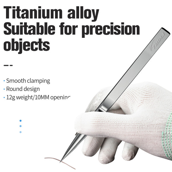 TUOLI TL-16 Titanium Alloy Ultralight iGreat Tweezer Handmade Polished Non-magnetic Stainless Tweezer