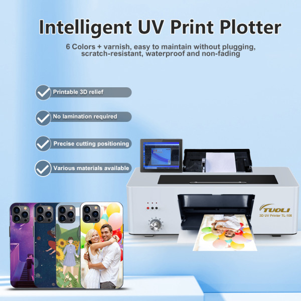 TUOLI TL-108 3D smart all-in-one UV printer for customize DIY mobile phone back skin protector film