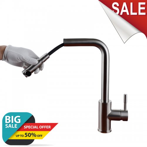 Single Level Stainless Steel Kitchen Sink Faucets With Pull Down