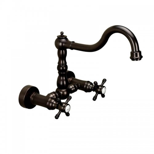 Bathroom Dual Knobs Vessel Sink Faucet Wall Mounted Basin Mixer