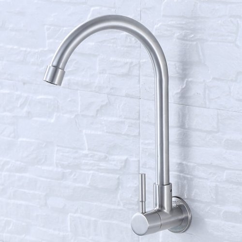 Cold Water Wet Bar Sink Faucet Single Handle Single Hole Brush Nickel Outdoor Rv Kitchen Sink Faucet Commercial Style Modern Utility Faucet Drinking
