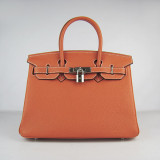 Orange Togo Hermes Birkin 30CM Silver