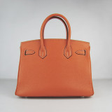 Orange Togo Hermes Birkin 30CM Silver