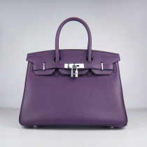 Purple Togo Hermes Birkin 30CM Silver