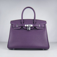 Purple Togo Hermes Birkin 30CM Silver