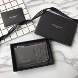 Saint Laurent Original Fragments Zipped Card Case In Grained Leather MTX9071741