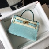 Hermes 1：1 quality crocodile mini kelly 19CM FL101605