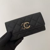 Chanel original grained calfskin black wallet GZ20110604