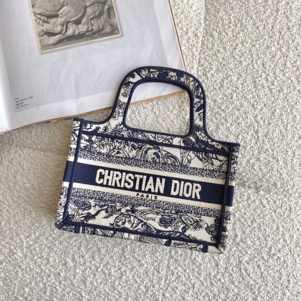 Dior mini book tote in embroidered canvas BF041509