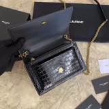 Saint Laurent Original kate Small with tassel in Embossed crocodle shiny leather  441973 MTX2143023