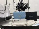 Channnel 4 colors Original Leather Long Chain Shoulder Handbag DJ22050501