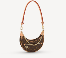 Louis vuitton M81098 monogram the Loop handbag is a half-moon baguette