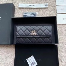 Chanel original grained calfskin black wallet GZ24012505