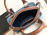 Celine Original Denim fabric cow leather top handle bag 1B24081105