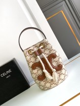 Celine Original Arc de Triomphe fabric cowhide leather drawstring bag 1B24081107