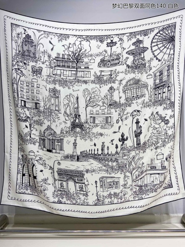 H*ERMES scarf cashmere 140*140CM AN24111908