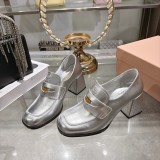 Miu Leather Miu women 7.5cm high heel shoes HG26091432