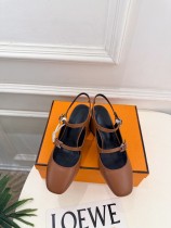 Hermes Leather women 6cm high heel sandal shoes HG26090608