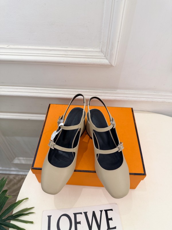 Hermes Leather women 6cm high heel sandal shoes HG26090610