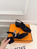 Hermes Leather women 6cm high heel sandal shoes HG26090614
