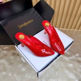 YSL Leather women 9.5cm high heel sandal shoes HG26102513