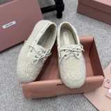 Miu Leather Miu women flat shoes HG26100901