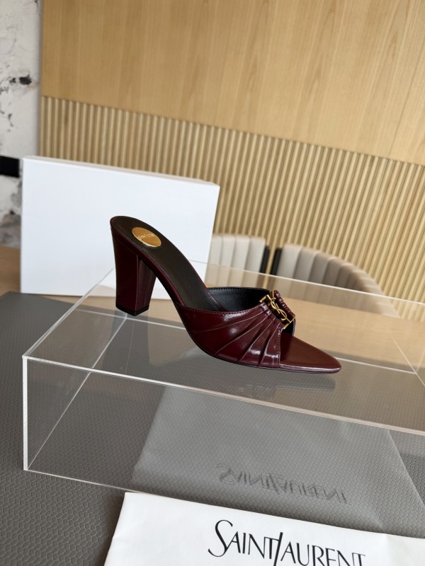 YSL Leather women 7.5cm high heel sandal shoes HG26082612