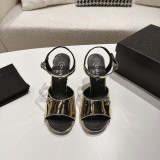 Chanel Leather women 9cm high heel sandal shoes HG26082124