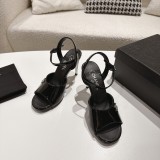 Chanel Leather women 9cm high heel sandal shoes HG26082124