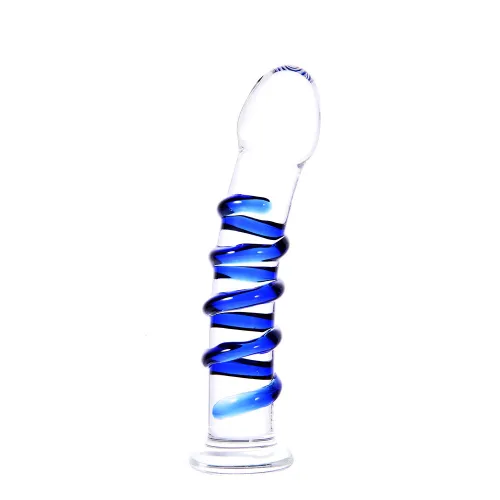 Blue Spiral Glass Dildo