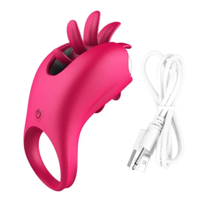 Vibrating Tongue Cock Ring 10 Speed Get Hard Penis Ring