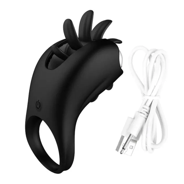 Vibrating Tongue Cock Ring 10 Speed Get Hard Penis Ring