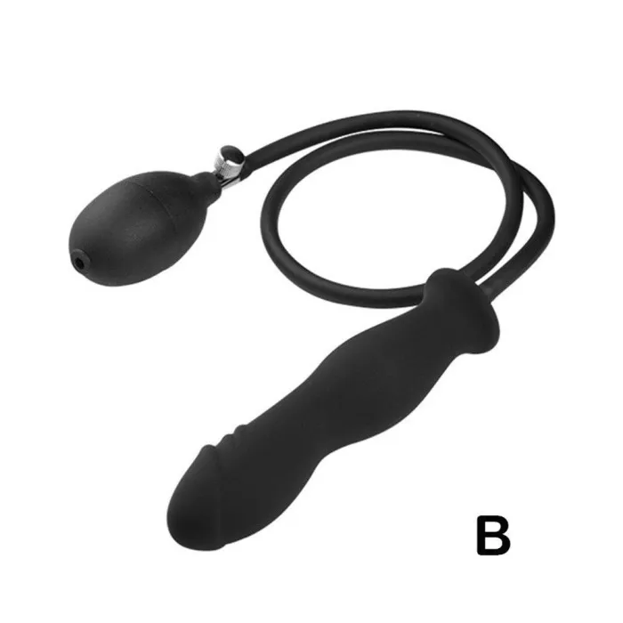 Black Inflatable Anal Butt Plug Dildo