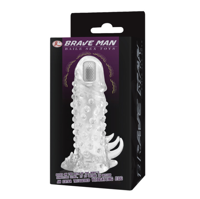 Vibrating Brave Man Crystal Sleeve In Clear