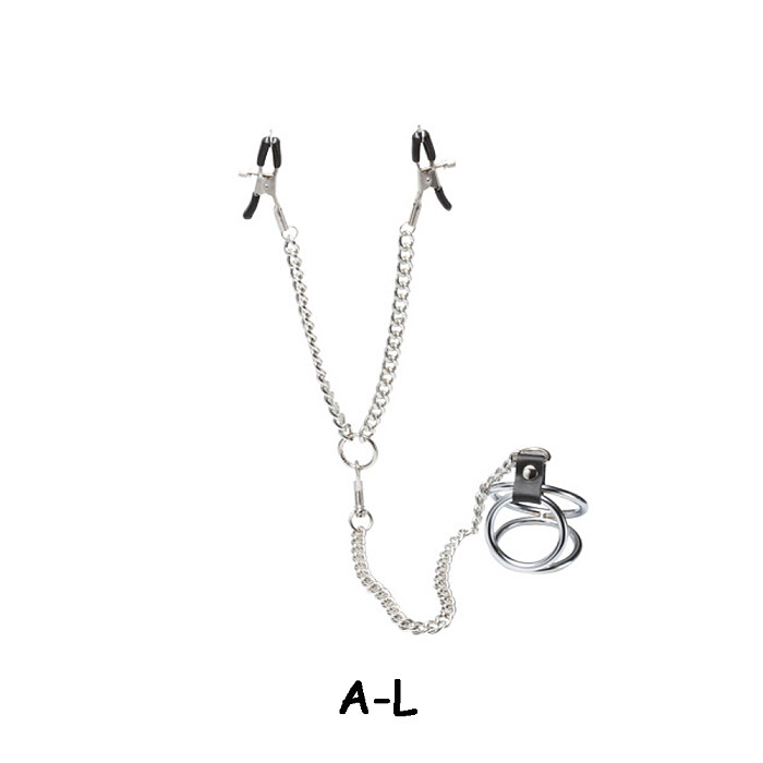 SM Nipple Clamps With Penis Ring