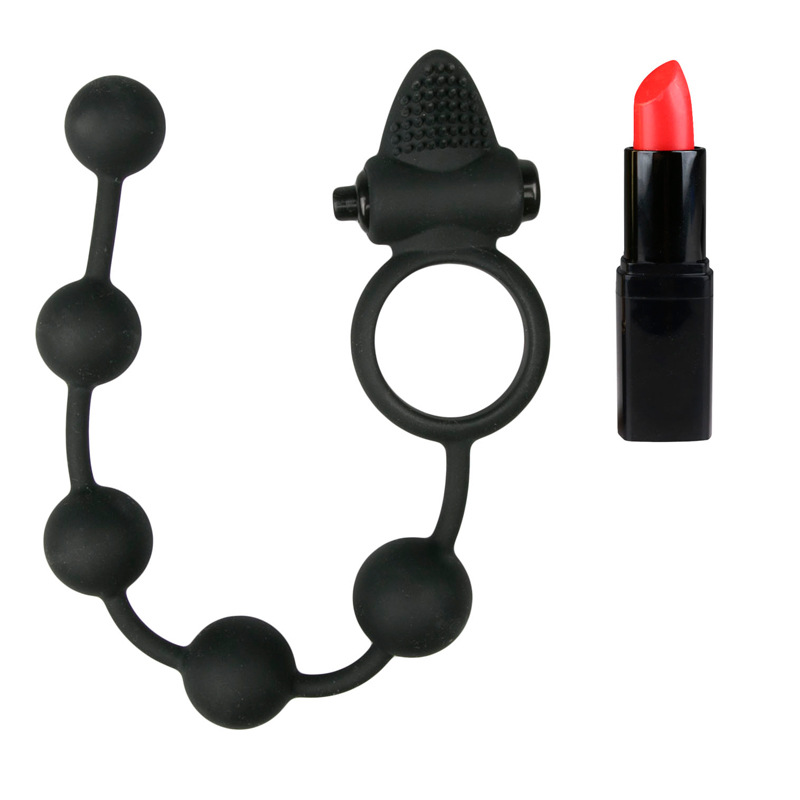 Tongue Penis Ring Cock Ring Anal Butt Plug Beads Vibrator