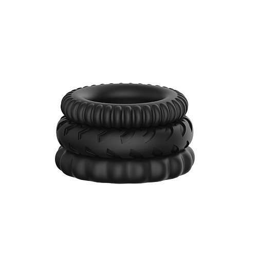 3pcs/Set Silicone Cock Ring In Black