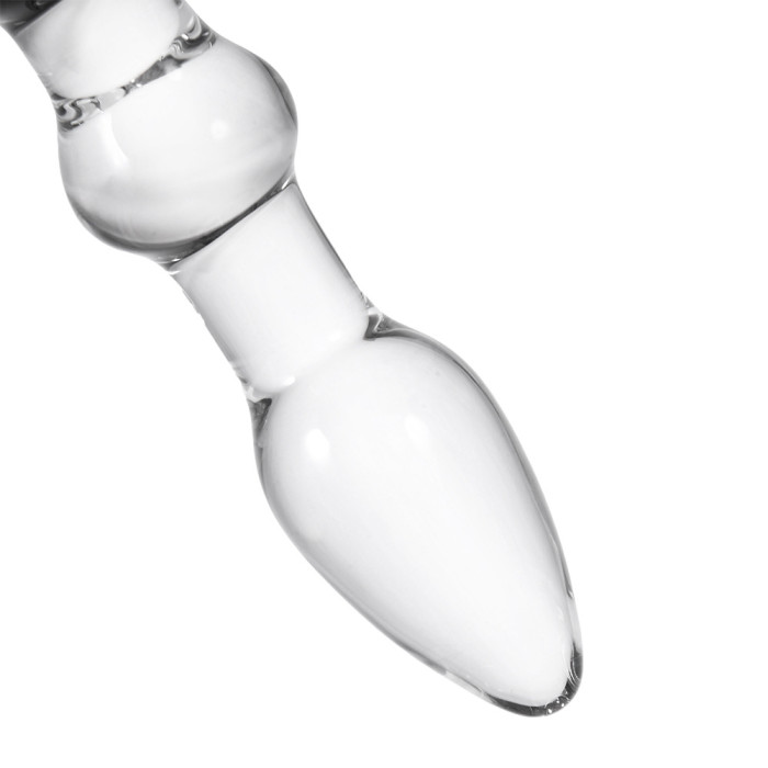 Clear Ribbed Glass Dildo