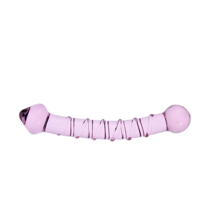 Double Trouble Glass Dildo In Pink