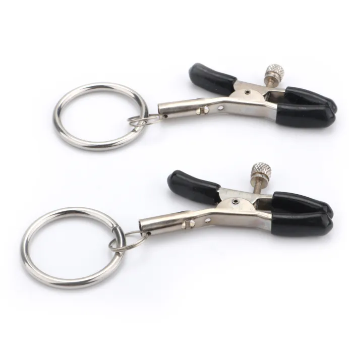 Smooth Slick Nipple Clamps Metal Chain