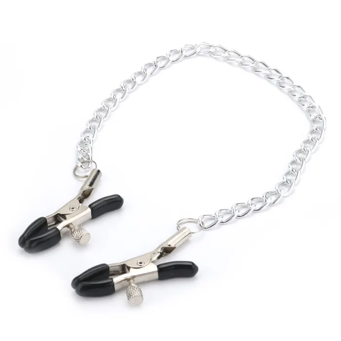 Smooth Slick Nipple Clamps Metal Chain