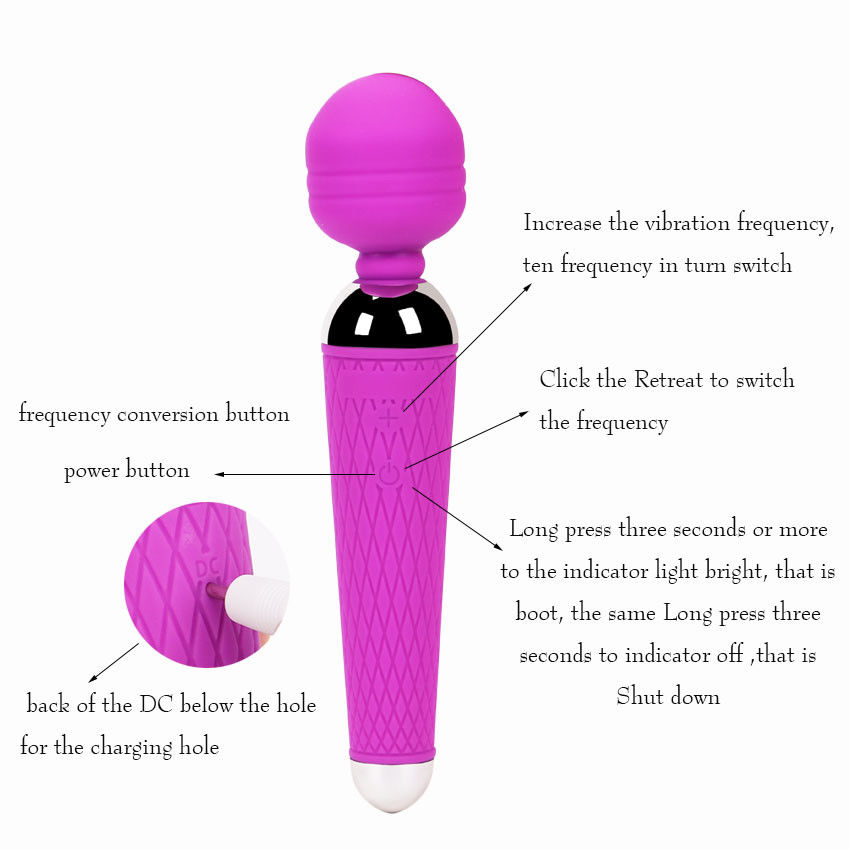 Magic Wand Vibrator USB Rechargeable Clitoris Stimulator