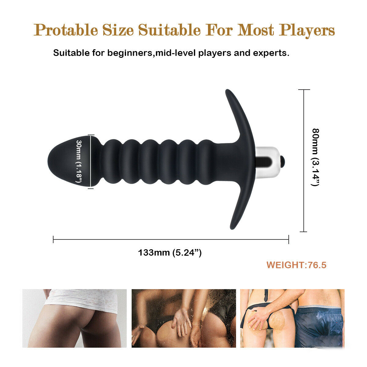 Silicone Anal Butt Plug Beads Vibrating G-Spot Massager Dildo Vibrator