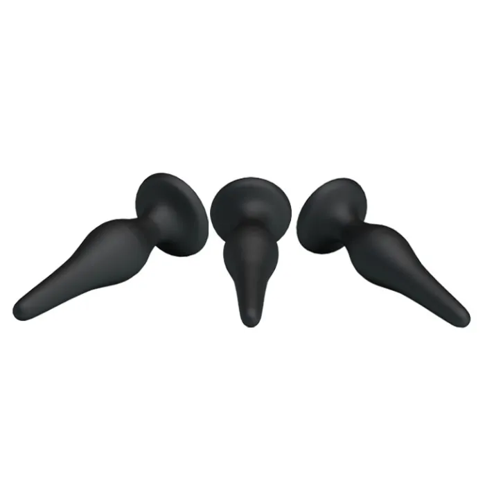 Suction Base Silicone Anal Butt Plug 3pcs/set