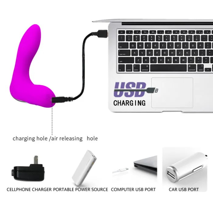 12-Function Vibrations Inflatable USB Rechargeable Anal Vibrator In Purple